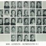 1960 Homeroom 8-1, Mrs. Gordon. 1- 1st Bob Evans, 2nd Johnie Gore, 3rd Richard Marsh, 4th Jerry Browning. 2: 1st Lema Conley, 2nd Bessie Perdue, 4th Joan McClellan, 8th Sandra Black. 3 1st Patricia Curry, 3 Dottie Farmer, 4 Sandra Lowe, 5 Sharon Nagy 4- 2nd Jasper Browning, 3rd Johnny Tipton, 4th David Scott, 5th Donald Craddock, 6th Paul Dyer, 7th Roger Gore, 1960 Homeroom 8-1, Mrs. Gordon