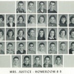 1960 Homeroom 8-5, Mrs. Justice. 1- 2nd Cletus Farley, 3rd Tennis Baisden, 4th Fred Bailey 2- 2nd Patty Conley, 3rd Leah Sluss, 4th Linda Bumgarner, 5th Darlene Maynard, 7th Sandra Young, 8th Shirley McClure 3- 2nd Brenda Elkins, 3rd Francy Wilson, 4th Joyce Lancaster, 6th Susan Kitchen, 7th Jane Milne 4- 2nd Roger Clevenger, 3rd Pete Eiland, 7th Bertie Butcher 5- 1st Harold McMillen, 2nd Gary Callwell. 1960 Homeroom 8-5, Mrs. Justice