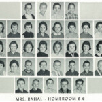 1960 Homeroom 8-6, Mrs. Rahal. 1 1st Denver McCloud, 4th Harlan Podunavac, 2 - 3rd Mary Ethel Cooper, 5th Elizabeth Haynor, 8th Peggy Young 3- 2nd Linda Vankovich, 7th Jean Sayre, 8th Rita Taylor 4- 4th Thomas Rainwater, 5th Daniel Egnor, 6th Jerry Johnson, 8th Randolph Gilbert 5- 1st Tennis Ford, 2nd Larry Pauley, 5th Paul Pichardo. 1960 Homeroom 8-6, Mrs. Rahal
