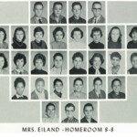 1960 Homeroom 8-8 Mrs. Eiland. 1-1st Joe Spence, 2nd Raymond Flemings, 3rd Everette Conway, 4th Thomas Woolcock 2- 2nd Susan Borth, 3rd Jean Smith, 4th Lynn Campbell, 6th Sara Vaughn, 7th Sharon Buskirk, 8th Dosha Carter 3- 3rd Gail Sexton, 4th Redith York, 6th Judith Rutherford, 8th Barbara Perry 4- 2nd Larry King, 5th Ted Hale 5- 2nd Charlie Collier. 1960 Homeroom 8-8 Mrs. Eiland