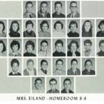 1960 Homeroom 8-8 Mrs. Eiland. 1-1st Joe Spence, 2nd Raymond Flemings, 3rd Everette Conway, 4th Thomas Woolcock 2- 2nd Susan Borth, 3rd Jean Smith, 4th Lynn Campbell, 6th Sara Vaughn, 7th Sharon Buskirk, 8th Dosha Carter 3- 3rd Gail Sexton, 4th Redith York, 6th Judith Rutherford, 8th Barbara Perry 4- 2nd Larry King, 5th Ted Hale 5- 2nd Charlie Collier. 1960 Homeroom 8-8 Mrs. Eiland