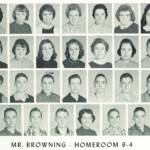 1960 Homeroom 9-4, Mr Browning. 4- 5th Jackie Hinchman, 6th Roy Ferguson. 1960 Homeroom 9-4, Mr Browning