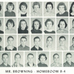 1960 Homeroom 9-4, Mr Browning. 4- 5th Jackie Hinchman, 6th Roy Ferguson. 1960 Homeroom 9-4, Mr Browning