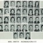 1960 Homeroom 9-5, Mrs. Smith. 1-1st Carolyn Evans, 3rd Billy Elkins 2-7th Jonnie Matney 3- 3rd Margaret Conley 4- 5th Roger Curry. 1960 Homeroom 9-5, Mrs. Smith