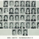1960 Homeroom 9-5, Mrs. Smith. 1-1st Carolyn Evans, 3rd Billy Elkins 2-7th Jonnie Matney 3- 3rd Margaret Conley 4- 5th Roger Curry. 1960 Homeroom 9-5, Mrs. Smith
