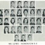 1960 Homeroom 9-6, Mr. Lowe. 3-1st Nancy Conley, 2nd Martha Frye 4- 5th Jim Wagner. 1960 Homeroom 9-6, Mr. Lowe