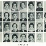 1960 Logan East Junior High Faculty. <strong>Row 1:</strong> (1) Mrs. Beth Gordon, (2) Mrs. Virginia Barber, (3) Mrs. Althia Tyson, (4) Mrs. Helen Eiland, (5) Ms. Jessie Payne. <strong>Row 2:</strong> (1) Mrs. Virginia Curran, (2) Mrs. Maureen Yeager, (3) Mr. Richard Dingess (4) Mr. McDermott, (5) Mrs. Thelma J. Ellis, (6) Mrs. Betty Daniel, (7) Mrs. Virginia Lucas Kovich. <strong>Row 3:</strong> (1) Mrs. Alam Evendoll, (2) Ms. Mary Barber, Echo Staff Sponsor, (3) Ms. Evelyn Jane Bland, Librarian, (4) Mrs. Estep, (5) ?, (6) Mr. Harold Browning, (7) Miss Roberta Kendell. <strong>Row 4:</strong> (1) Mrs. Mildred Cogbill, (2) Mrs. Rahal, (3) Mrs. Thompson, (4) Mrs. Amanda Bryan (?), (5) Mr. Leonard Davis. 1960 Logan East Junior High Faculty