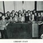 1960 Logan East Junior High Library Staff. # 1- 1st boy- Ronald Vance/bow tie, # 2- Teacher- Mary Barber, same teacher in Echo Staff photo, # 3 & 4 & 5- boy, girl, girl leaning on table, #6- by teacher- Annabelle Knott, #7- Wilma Workman, #8- Jean Smith, #9- ? girl behind Jean, #10- Ronald Bush, #11- Judith Rutherford, #12- ? girl behind Judith, #13- Roger Osborne, #14- Sharon Gingise, #15- ? teacher, #16- ? girl in light top & black collar, #17- ? girl in black top & white collar, #18- Susie Collins, #19- Sarah Williamson, #20- Kathlyne Vance, #21- Sue Wiley, #22- Joan Elaine Baker in plaid dress. 1960 Logan East Junior High Library Staff