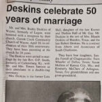 Buddy and Lois Deskins celebrate 50 years of marriage. May 5, 1996, Logan Banner clipping courtesy Mark Edward Jones. April 20, 1996 - Buddy and Lois Deskins celebrate 50 years of marriage, Cherry Tree, Logan County, WV.