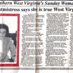 An article about Ivory Steele, a retired postmistress and school teacher, Logan County, WV.