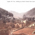 Logan, WV - looking up Island Creek postcard. Image 7164. Logan, WV - looking up Island Creek postcard.