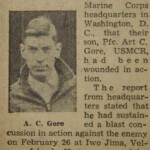PFC Art C. Gore wounded on Iwo Jima, Logan County, WV