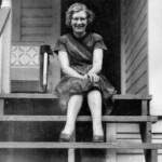 Virginia McCormack on back steps of her home at Cherry Tree, Logan County, WV. Virginia McCormack on back steps of her home at Cherry Tree, Logan County, WV.