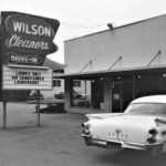 1950s Wilson Cleaners with the A&P store in the background. Courtesy of Danny Kennedy. Ref. Image 32669. 1950s Wilson Cleaners, Logan, WV.