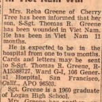 S-Sgt. Tommy Greene wounded in Vietnam - Logan Banner. S-Sgt. Tommy Greene wounded in Vietnam.