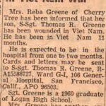 S-Sgt. Tommy Greene wounded in Vietnam - Logan Banner. S-Sgt. Tommy Greene wounded in Vietnam.