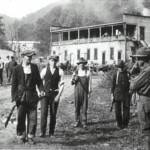 Photo showing the miners giving up their guns at Blair after the Battle of Blair Mt. This is where the Blair Baptist Church sits now. Photo courtesy of Kenny King via Emmett Ray Adkins. Battle of Blair Mountain