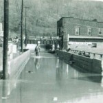 Flooding at Monitor Junction at Mt. Gay. In the 1940s, the intersection across the bridge was called Monitor Junction. This side of the bridge was called Fisher Bottom and Cherry Tree Bottom was across the bridge before this one. Monitor Junction, Logan County, WV