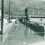 Flooding at Monitor Junction at Mt. Gay. In the 1940s, the intersection across the bridge was called Monitor Junction. This side of the bridge was called Fisher Bottom and Cherry Tree Bottom was across the bridge before this one. Monitor Junction, Logan County, WV