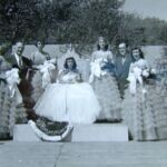 1952 Logan Centennial Celebration photo by Don Freeman. Logan Centennial Queen, Mary Lamb. Maids of Honor: Mary Lee Hansbarger, Selby Sue Parsons, Sharon Gay, and Billie Joyce Landon. Logan Centennial Celebration 1952
