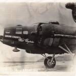 WWII Bomber with Logan County, West Virginia nose art. Photo courtesy of Carla Haslam Herkner. Logan County WWII Bomber, Logan County, WV
