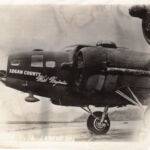 WWII Bomber with Logan County, West Virginia nose art. Photo courtesy of Carla Haslam Herkner. Logan County WWII Bomber, Logan County, WV