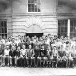 Logan Hi-Y Club in front of the Old High School courtesy of Lillian Porter-Smith. Logan Hi-Y Club