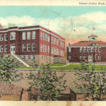 Logan Junior High postcard with a Logan, W. Va. Aug 21, 1955 postmark. Logan Junior High