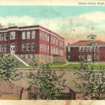 Logan Junior High postcard with a Logan, W. Va. Aug 21, 1955 postmark. Logan Junior High