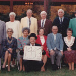 Logan High School Logan High School Class of 1943, 47th-Year Reunion, October 19, 1990 <br />
Front Row: Nora Kuhn Warren, Nell Kuhn Schrader, Betty Coberly Howerton, Joan Scaggs Means, Irma Nemeth Francis, Mary Ann Mitchell Silvestrucci, Coleman Hatfield (with sign), Gladys Meadows Schumaker, Phil Zeto, Henrietta Cary Parks, Elean Grinko Lilly, Mildred Mays, Helen Stepp, and Lita Mounts Dorman.
Standing: Mack Jeffrey, Russell Coster, Auline Golice Barker, Joan Dial Jeffries, Myna Lou Jimison Gardner, Charles Vance, Eleanor Winter Cunningham, Pete Ellis, Joe Markham, Richard Cole, Jim Sizemore, Bill Wagner, Jack Robertson, Don Ellis, and Pete Beckett. Logan High School Class of 1943