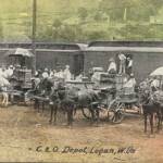 C & O Depot, Logan, W. Va. Postmarked Logan, Jan. 3, 1914. The City Cemetery can be seen in background. C & O Depot, Logan, W. Va.
