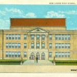 New Logan High School, Logan, W. WV. Postcard mailed 1938. New Logan High School Postcard