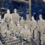 Workers from the Opperman Mine in Blair. First man first row on the left is Jink Baldwin, last man on the right is Ollie Baldwin. Courtesy of Emmett Ray Adkins. Workers from the Opperman Mine, Blair, Logan County, WV