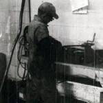 Paul Tarkany at work in his Cable Shop 1960. The shop was behind the Tarkany duplex home next to the railroad. Paul Tarkany at work in his Cable Shop 1960. The shop was behind the Tarkany duplex home next to the railroad.