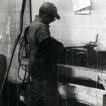 Paul Tarkany at work in his Cable Shop 1960. The shop was behind the Tarkany duplex home next to the railroad. Paul Tarkany at work in his Cable Shop 1960. The shop was behind the Tarkany duplex home next to the railroad.