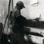 Paul Tarkany at work in his Cable Shop 1960. The shop was behind the Tarkany duplex home next to the railroad. Paul Tarkany at work in his Cable Shop 1960. The shop was behind the Tarkany duplex home next to the railroad.