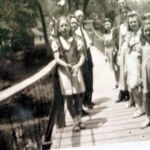 Rev. Bailey with daughters Laura, Betty, Winona, and Ruth on the Guy Gore Swinging bridge. Ruth Clark is also in the picture. Rev. Bailey with daughters Laura, Betty, Winona, and Ruth on the Guy Gore Swinging bridge. Ruth Clark is also in the picture.