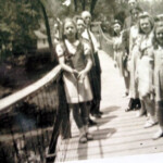 Rev. Bailey with daughters Laura, Betty, Winona, and Ruth on the Guy Gore Swinging bridge. Ruth Clark is also in the picture. Rev. Bailey with daughters Laura, Betty, Winona, and Ruth on the Guy Gore Swinging bridge. Ruth Clark is also in the picture.
