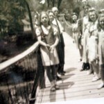 Rev. Bailey with daughters Laura, Betty, Winona, and Ruth on the Guy Gore Swinging bridge. Ruth Clark is also in the picture. Rev. Bailey with daughters Laura, Betty, Winona, and Ruth on the Guy Gore Swinging bridge. Ruth Clark is also in the picture.