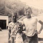 Ronnie & Bobby Szakal with Jack Tiller of Cherry Tree. The John Bush Service Station in the background. Courtesy of Sam Tiller, Logan Hydraulics. Ronnie & Bobby Szakal with Jack Tiller of Cherry Tree. The John Bush Service Station in the background. Courtesy of Sam Tiller, Logan Hydraulics.