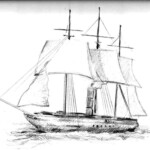 S. S. Edinburgh ship. Sketch of ship done by Frank Doll. George and Catherine Taylor sailed from Greenock, Scotland in 1858 on the same ship that had hit an ice burg three months before. S. S. Edinburgh ship. Sketch of ship done by Frank Doll. George and Catherine Taylor sailed from Greenock, Scotland in 1858 on the same ship that had hit an ice burg three months before.