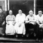 Scott Taylor and Alice Taylor with Neighbors on their front porch at Monitor, WV. Scott Taylor, Alice Taylor, Beulah Minnick, Sylvestor Jones and unknown. Beulah drove regularly to church in Cherry Tree and Alice often rode with her. Alice also read the bible to her since Beulah could not read. Scott Taylor and Alice Taylor with Neighbors on their front porch at Monitor, WV. Scott Taylor, Alice Taylor, Beulah Minnick, Sylvestor Jones and unknown. Beulah drove regularly to church in Cherry Tree and Alice often rode with her. Alice also read the bible to her since Beulah could not read.
