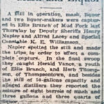1931 newspaper clipping about Herald Vance and Herb Thompson of Mud Fork arrested for making moonshine. Image 74912. 1931 newspaper clipping about Herald Vance and Herb Thompson of Mud Fork near Logan, WV arrested for making moonshine.