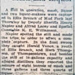 1931 newspaper clipping about Herald Vance and Herb Thompson of Mud Fork arrested for making moonshine. Image 74912. 1931 newspaper clipping about Herald Vance and Herb Thompson of Mud Fork near Logan, WV arrested for making moonshine.