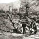 Men playing marbles or pitching coins at Earling courtesy of John Paul Curry. Earling, WV