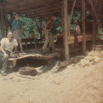Dad (Hayden Gibson) and one of his sawmills with me (Keith Gibson) and my nephews in the background Hayden Gibson and Keith Gibson