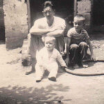 Lyburn early 1950s photo of Hayden Gibson, sons Keith and Corky bottom). The house was across the river from the Lyburn Mines Company Store. Image 9142. Lyburn, WV early 1950s photo of Hayden Gibson, sons Keith and Corky (bottom).