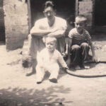 Lyburn early 1950s photo of Hayden Gibson, sons Keith and Corky bottom). The house was across the river from the Lyburn Mines Company Store. Image 9142. Lyburn, WV early 1950s photo of Hayden Gibson, sons Keith and Corky (bottom).