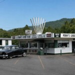 Colorized photo of Penny's Drive In. Note the curb girl on roller skates on the left of the photo. Colorized photo of Penny's Drive In, logan, WV