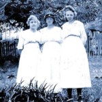 Circa late 1910s. photo of Vada Short, Hattie Short, and Lake Short Cook at Gilman Bottom on Huff Creek, Logan County, WV.